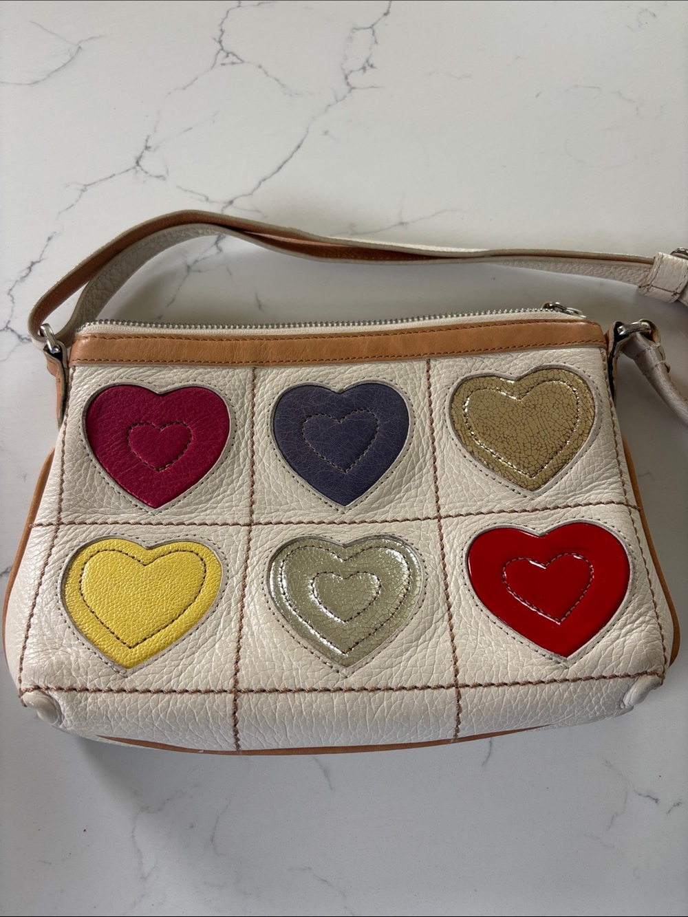 Brighton Heart Patch Crossbody Bag - Cream - Picture 2 of 9